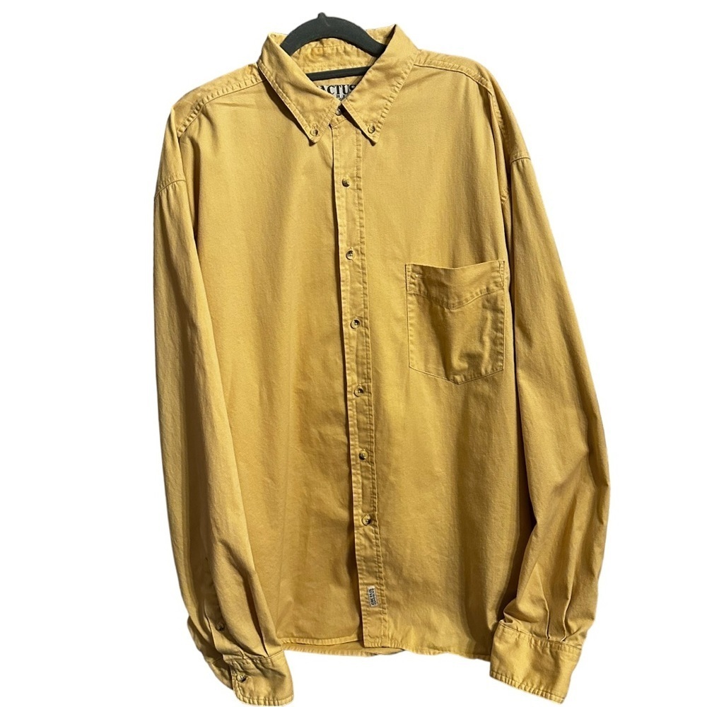 Cactus Jeans Yellow Mustard Yellow Button Down Long Sleeve Shirt Men’s XL